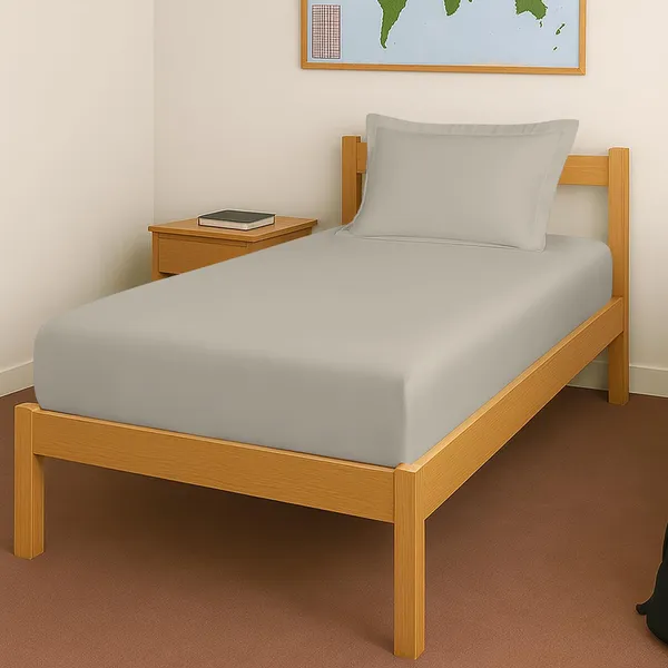 Pizuna_Cotton_Solid_Simply_Taupe_Single_Fitted_Bedsheet_With_Pillow_Cover