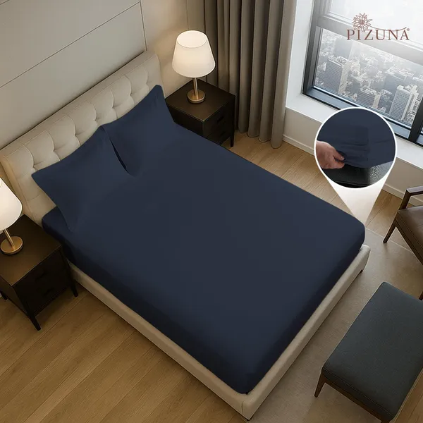 Dark_Blue_Cotton_Sateen_Solid_Queen_Fitted_Bedsheet