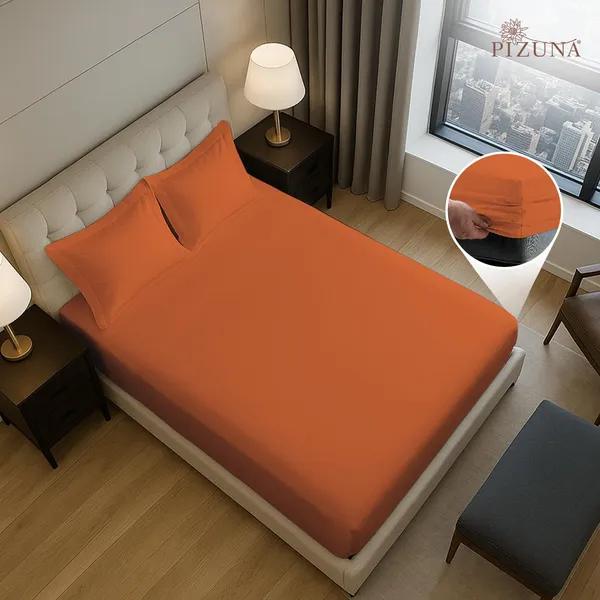 Cotton_Sateen_Solid_Burnt_Orange_Queen_Fitted_Bedsheet