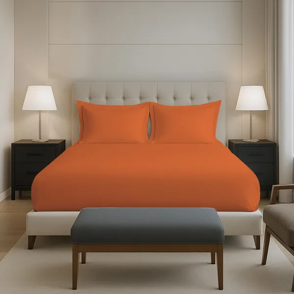 Cotton_Sateen_Solid_Burnt_Orange_Queen_Fitted_Bedsheet