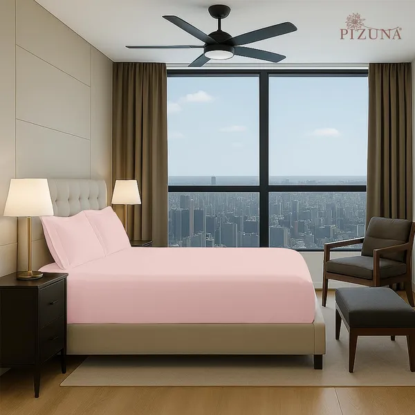 Cotton_Solid_Light_Pink_King_Fitted_Bedsheet