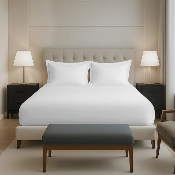 Pizuna_100%_Cotton_Solid_White_King_Fitted_Bedsheet