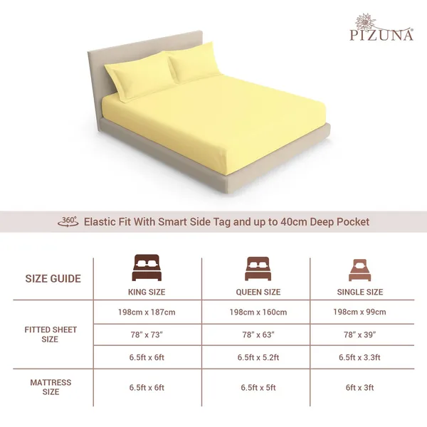 Pizuna_Cotton_Solid_Mellow_Yellow_King_Fitted_Bedsheet_Set