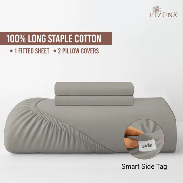 Pizuna_100%_Long_Staple_Cotton_Solid_Ash_Grey_King_Fitted_Bedsheet