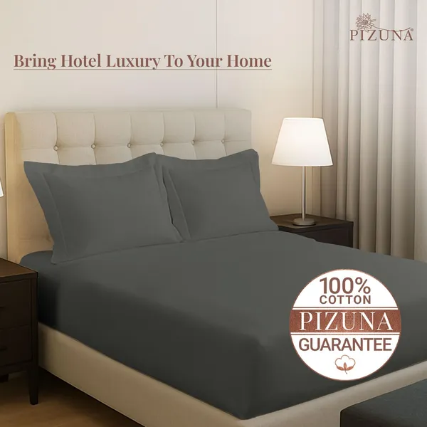 Cotton_Sateen_Solid_Dark_Grey_King_Fitted_Bedsheet