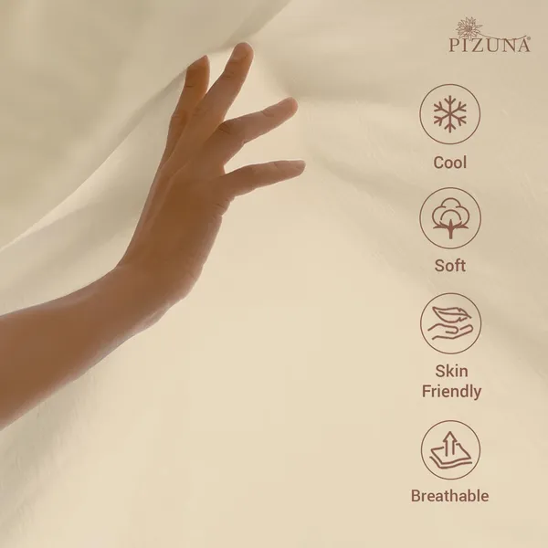 Cotton_Solid_Beige_Queen_Fitted_Bedsheet