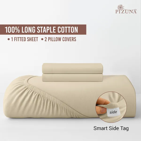 Cotton_Solid_Beige_Queen_Fitted_Bedsheet