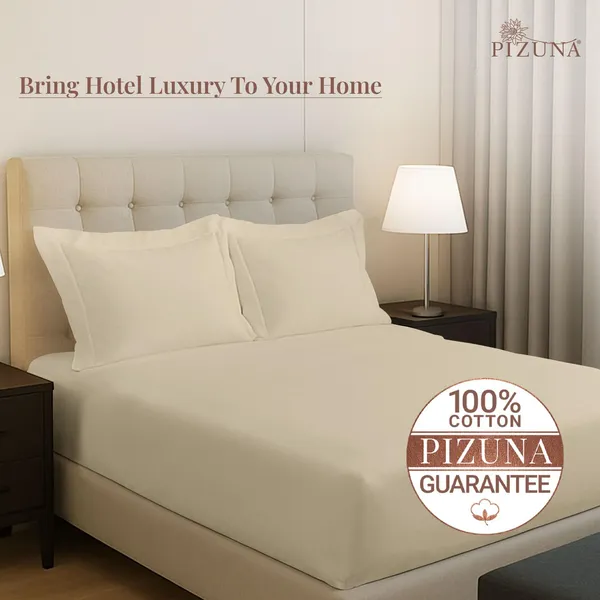 Cotton_Solid_Beige_Queen_Fitted_Bedsheet
