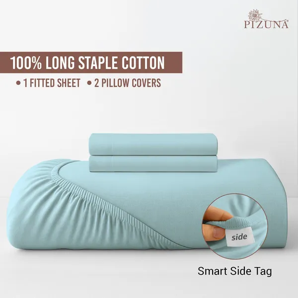 Pizuna_100%_Cotton_Solid_Baby_Blue_King_Fitted_Bedsheet