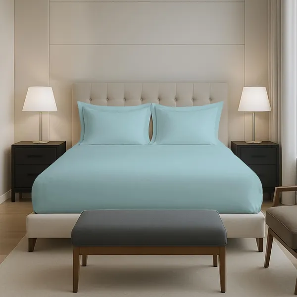 Pizuna_100%_Cotton_Solid_Baby_Blue_King_Fitted_Bedsheet