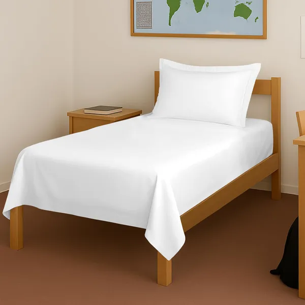 Pizuna_Cotton_Solid_White_Single_Flat_Bedsheet_With_Pillow_Cover