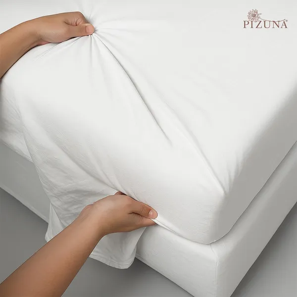 Pizuna_Cotton_Solid_White_Single_Flat_Bedsheet_With_Pillow_Cover