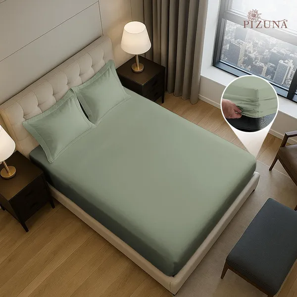 Cotton_Sateen_Solid_Sea_Foam_Queen_Fitted_Bedsheet