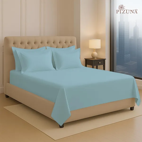 Cotton_Sateen_Solid_Baby_Blue_Super_King_Flat_Bedsheet