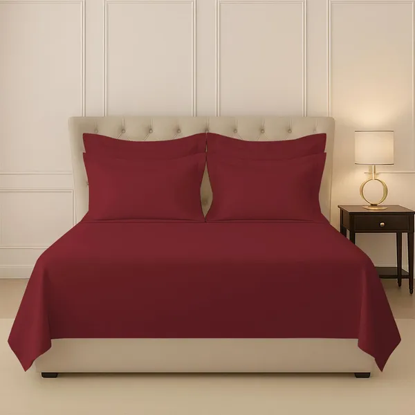 Cotton_Solid_Rio_Red_Super_King_Flat_Bedsheet