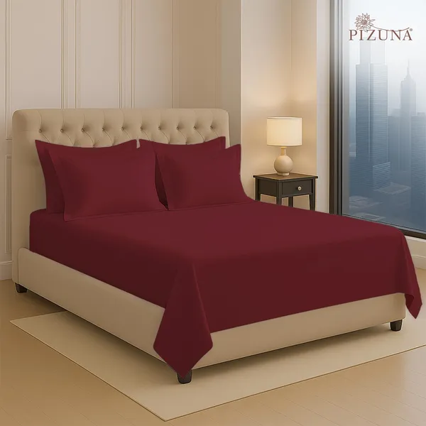 Cotton_Solid_Rio_Red_Super_King_Flat_Bedsheet