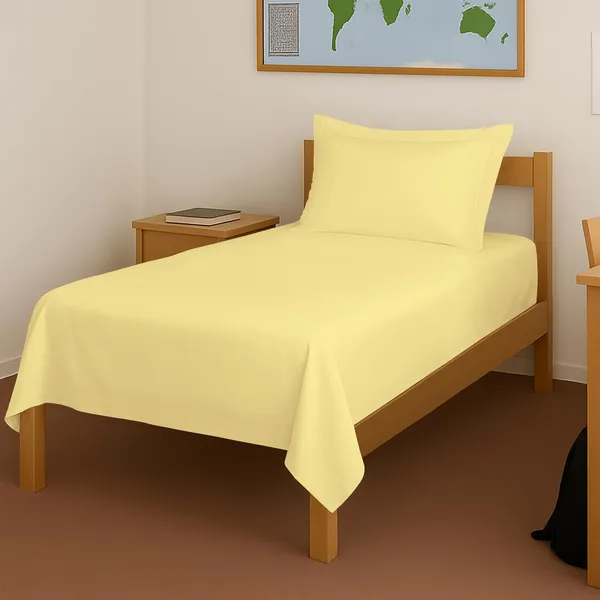 Pizuna_100%_Cotton_Cotton_Bedsheet_Single_Mellow_Yellow,_400_Thread_Count_Long_Staple_Combed_Cotton_Flat_Bedsheets_60_X100_Inches_With_1_Pillow_Cover,_Bed_Sheet_For_Single_Bed