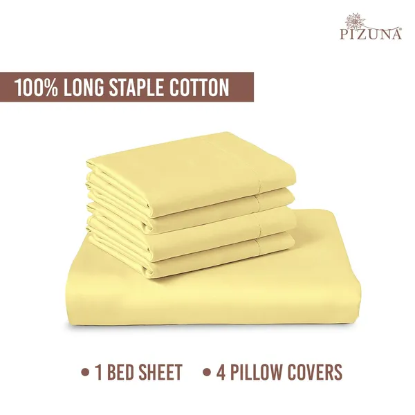 Cotton_Solid_Mellow_Yellow_Super_King_Flat_Bedsheet_With_Pillow_Covers