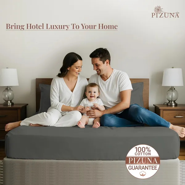 Pizuna_Cotton_Solid_Dark_Grey_Queen_Bedsheet
