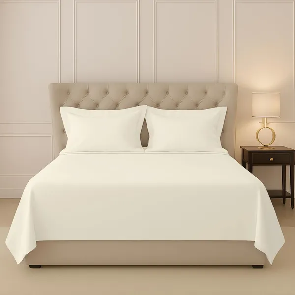 Cotton_Solid_Ivory_Queen_Flat_Bedsheet