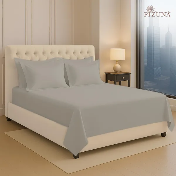 Pizuna_100%_Long_Staple_Cotton_Solid_Simply_Taupe_Super_King_Flat_Bedsheet
