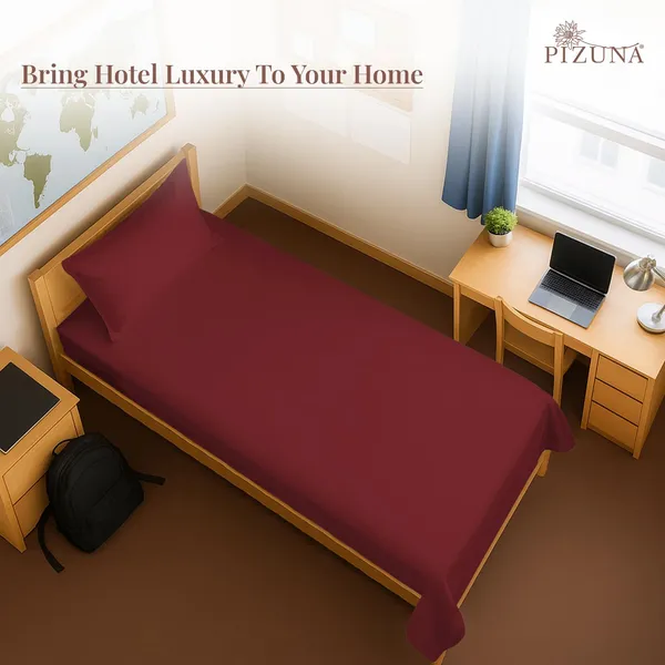 Pizuna_Cotton_Solid_Rio_Red_Single_Flat_Bedsheet