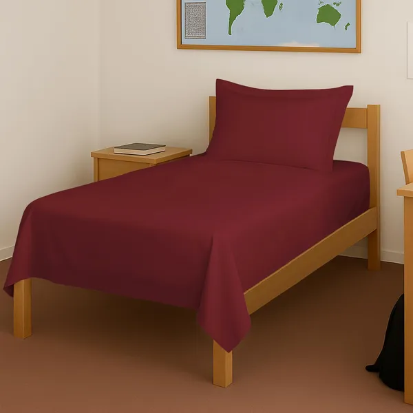 Pizuna_Cotton_Solid_Rio_Red_Single_Flat_Bedsheet