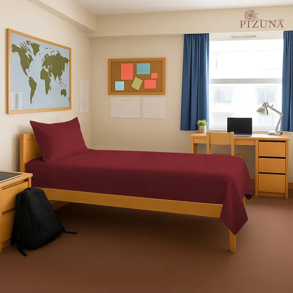 Pizuna_Cotton_Solid_Rio_Red_Single_Flat_Bedsheet
