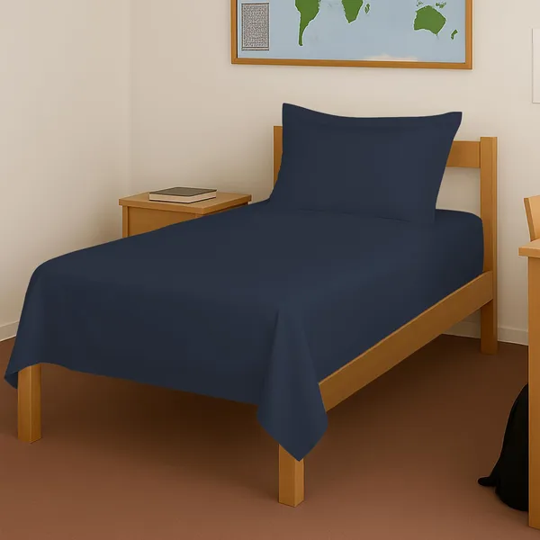 Cotton_Solid_Dark_Blue_Single_Flat_Bedsheet_With_Pillow_Cover