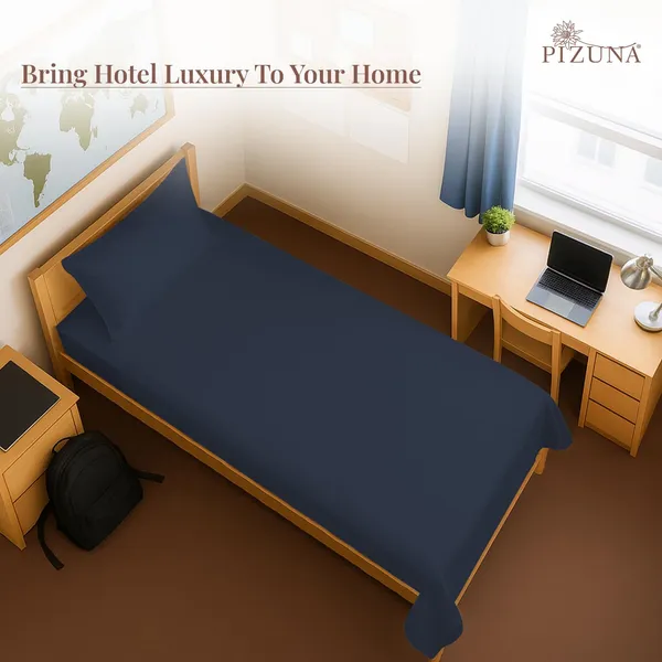 Cotton_Solid_Dark_Blue_Single_Flat_Bedsheet_With_Pillow_Cover
