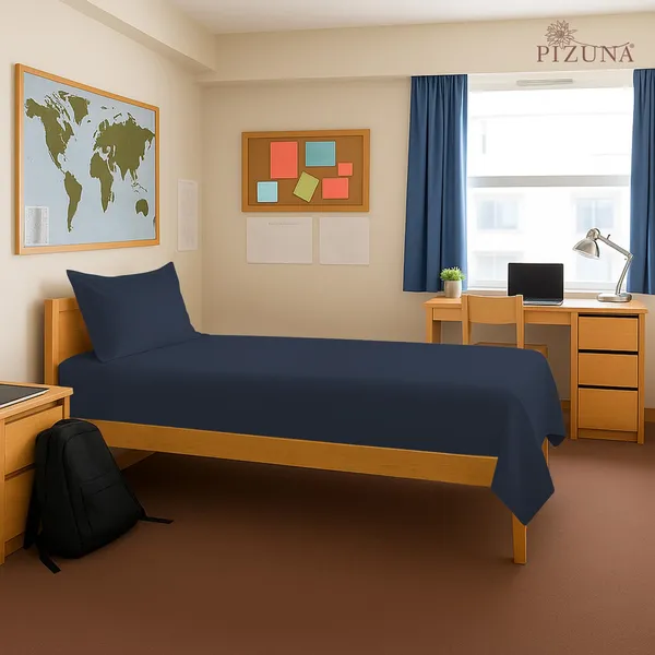 Cotton_Solid_Dark_Blue_Single_Flat_Bedsheet_With_Pillow_Cover