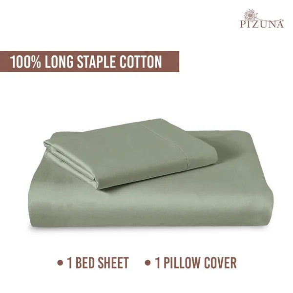 Pizuna_100%_Cotton_Solid_Sea_Foam_Single_Flat_Bedsheet