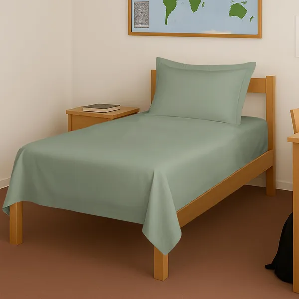 Pizuna_100%_Cotton_Solid_Sea_Foam_Single_Flat_Bedsheet