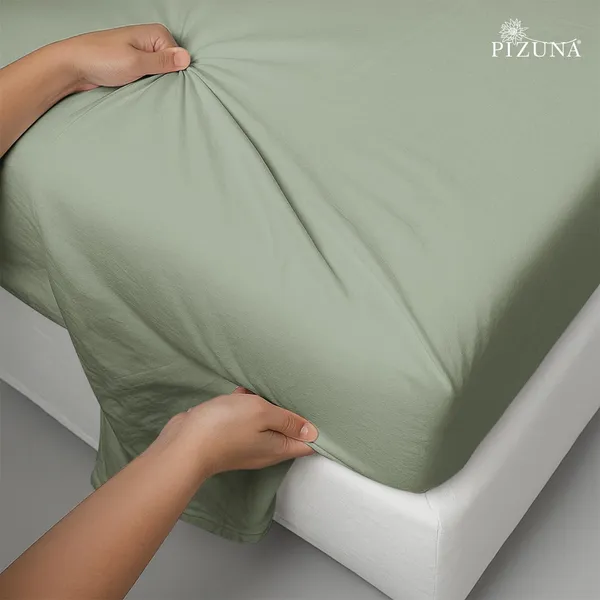 Pizuna_100%_Cotton_Solid_Sea_Foam_Single_Flat_Bedsheet