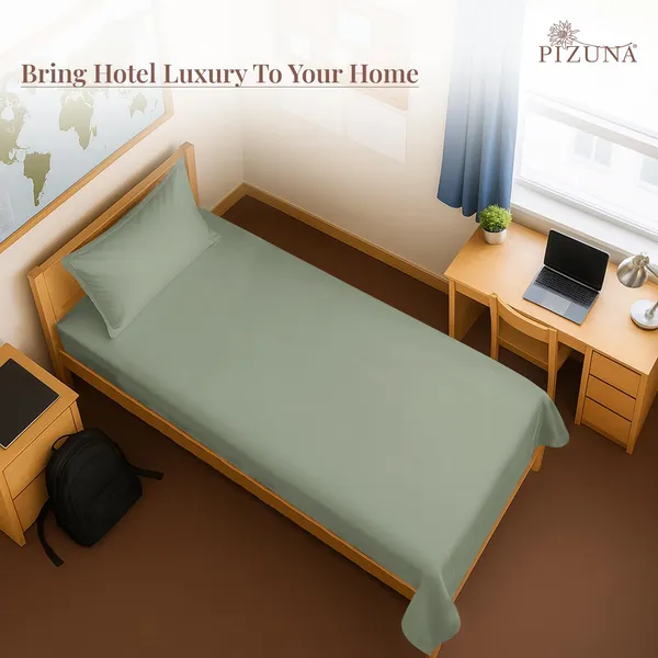 Pizuna_100%_Cotton_Solid_Sea_Foam_Single_Flat_Bedsheet