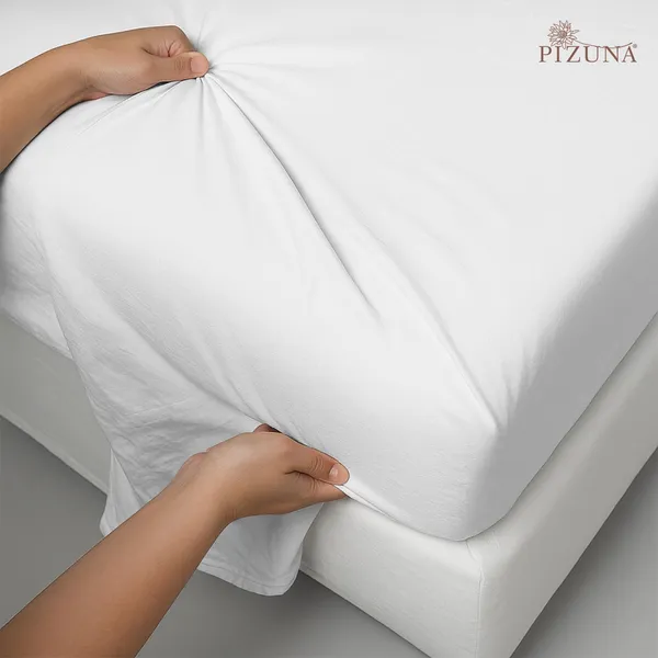 Pizuna_Cotton_Solid_White_King_Flat_Bedsheet