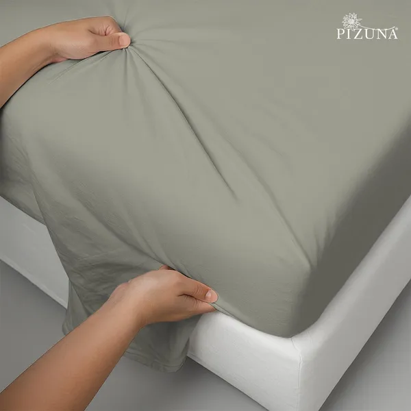 Pizuna_Cotton_Solid_Silver_King_Flat_Bedsheet