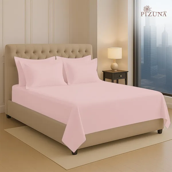 Cotton_Solid_Light_Pink_Super_King_Flat_Bedsheet_With_Pillow_Covers