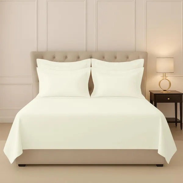 Cotton_Solid_Off_White_Super_King_Flat_Bedsheet_With_Pillow_Covers