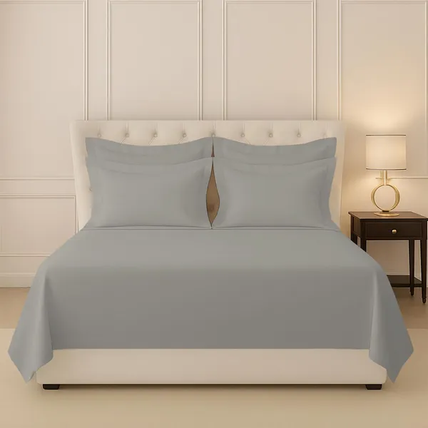 Pizuna_100%_Long_Staple_Cotton_Solid_Ash_Grey_Super_King_Flat_Bedsheet