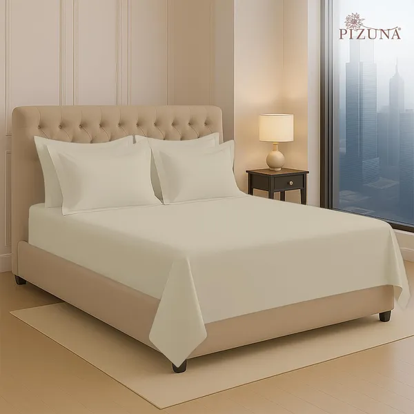 Cotton_Sateen_Solid_Beige_Super_King_Flat_Bedsheet