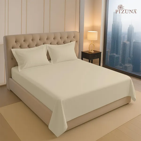 Cotton_Solid_Beige_King_Flat_Bedsheet_With_Pillow_Covers