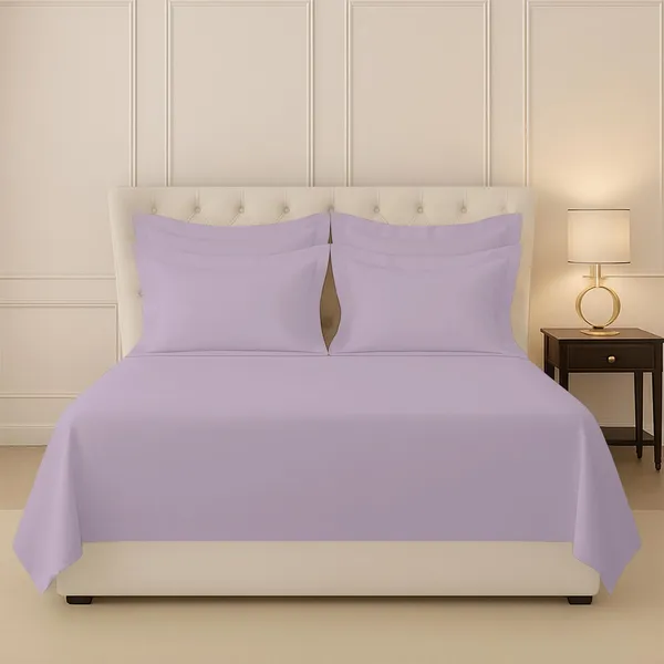Pizuna_100%_Long_Staple_Cotton_Solid_Lavender_Frost_Super_King_Flat_Bedsheet