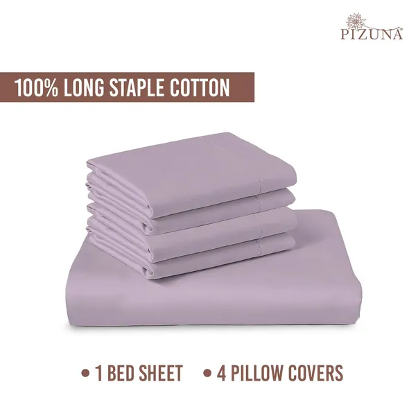 Pizuna_100%_Long_Staple_Cotton_Solid_Lavender_Frost_Super_King_Flat_Bedsheet