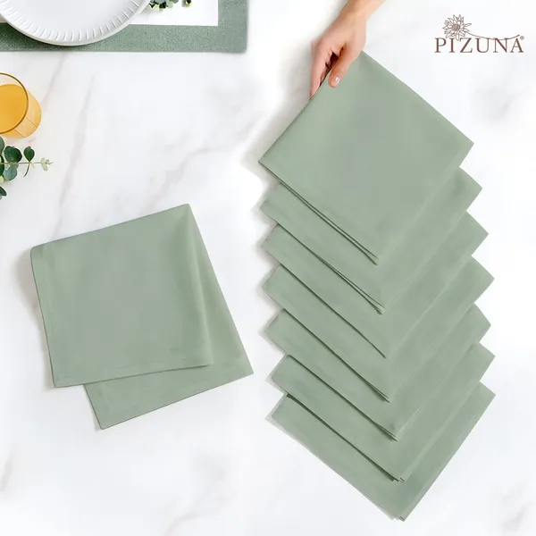 Pizuna_100%_Long_Staple_Cotton_Solid_Sea_Foam_Dinner_Napkin_Set_Of_8