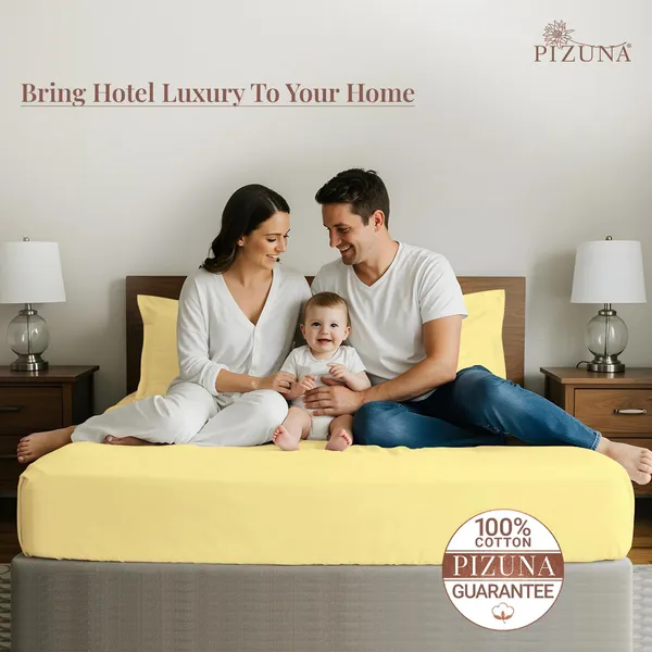 Pizuna_Cotton_Solid_Mellow_Yellow_Queen_Bedsheet