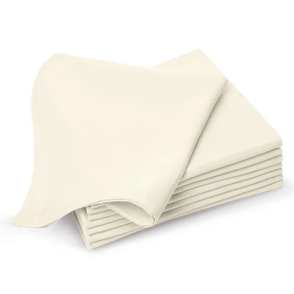 Pizuna_100%_Long_Staple_Cotton_Solid_Ivory_Dinner_Napkin_Set_Of_8