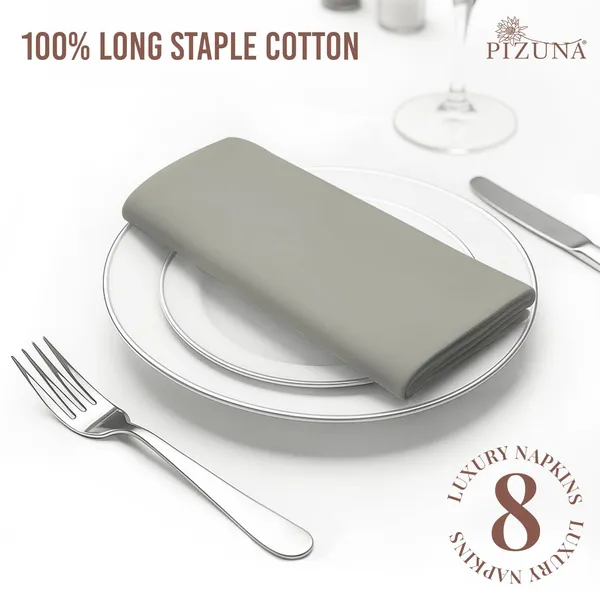 Cotton_Sateen_Solid_Silver_Dinner_Napkins_Set_Of_8