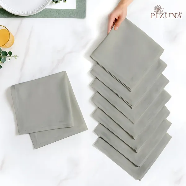Cotton_Sateen_Solid_Silver_Dinner_Napkins_Set_Of_8
