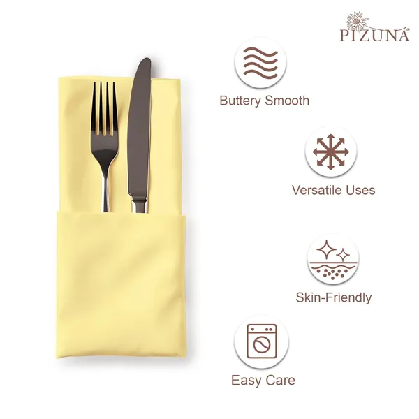 Cotton_Sateen_Solid_Mellow_Yellow_Dinner_Napkins_Set_Of_8